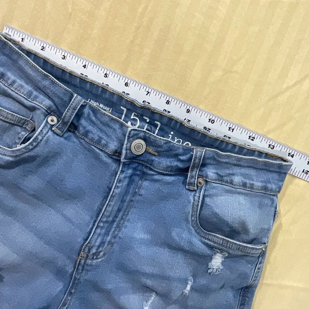 1511 Inc Shorts Womens 6 High Waist Distressed Blue Denim Cut Off Stretch Grunge